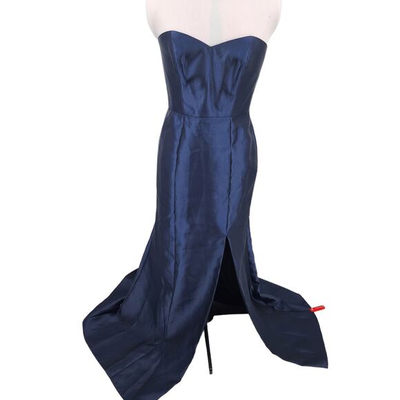 Alfred Sung Midnight Strapless Satin Trumpet Gown Dress Style D759 Size 8 - Picture 1 of 6